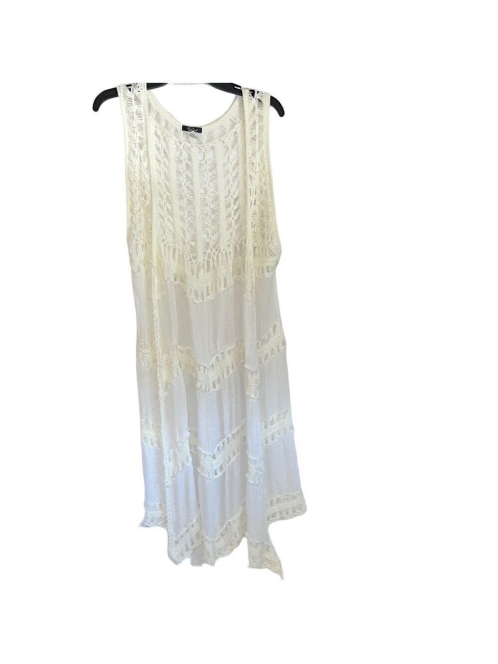 Vivid White Crochet Open-Knit Maxi Cover-Up, plus size 3X